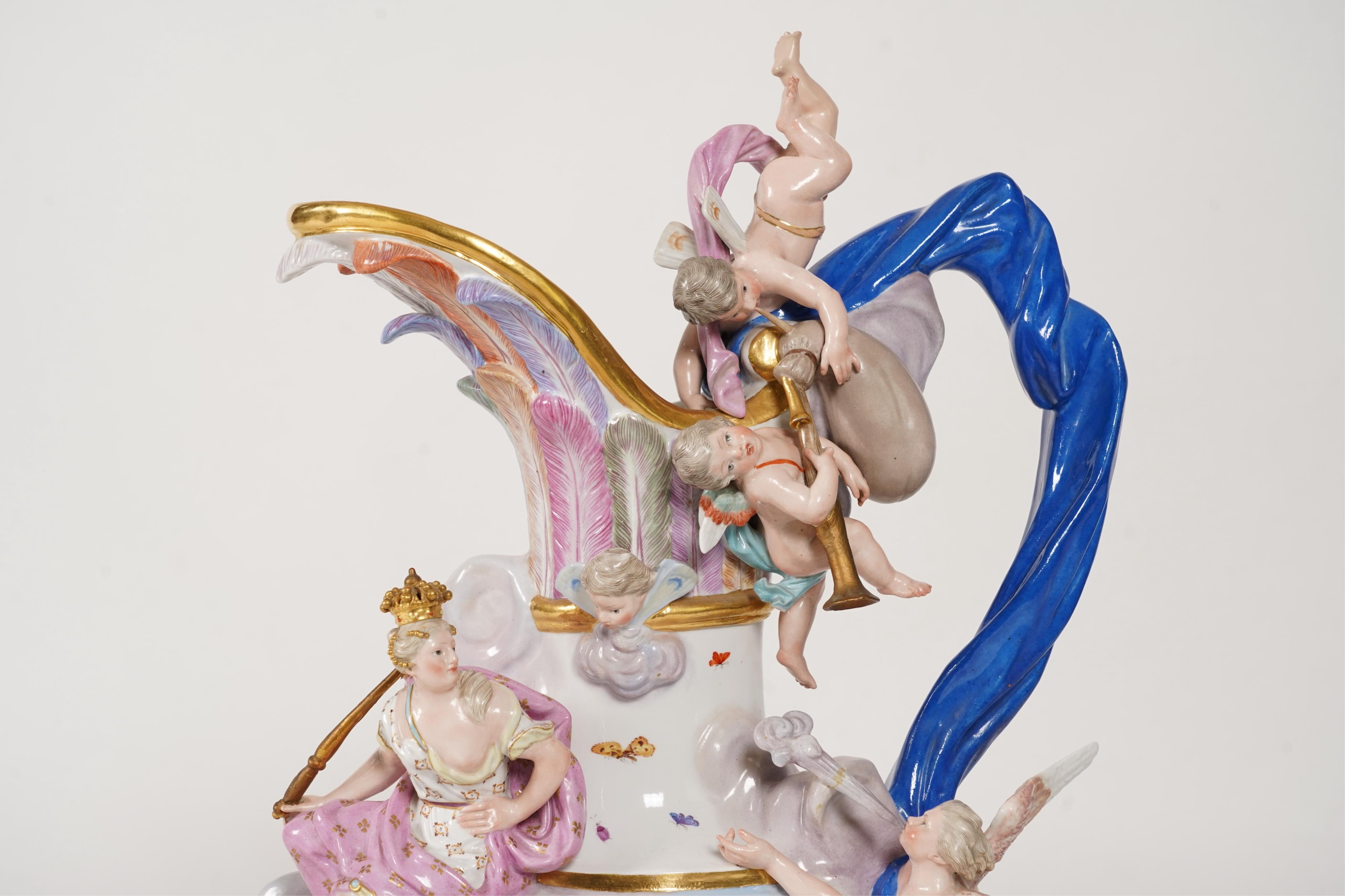 A large Meissen ‘Elements’ ewer, emblematic of air, late 19th century